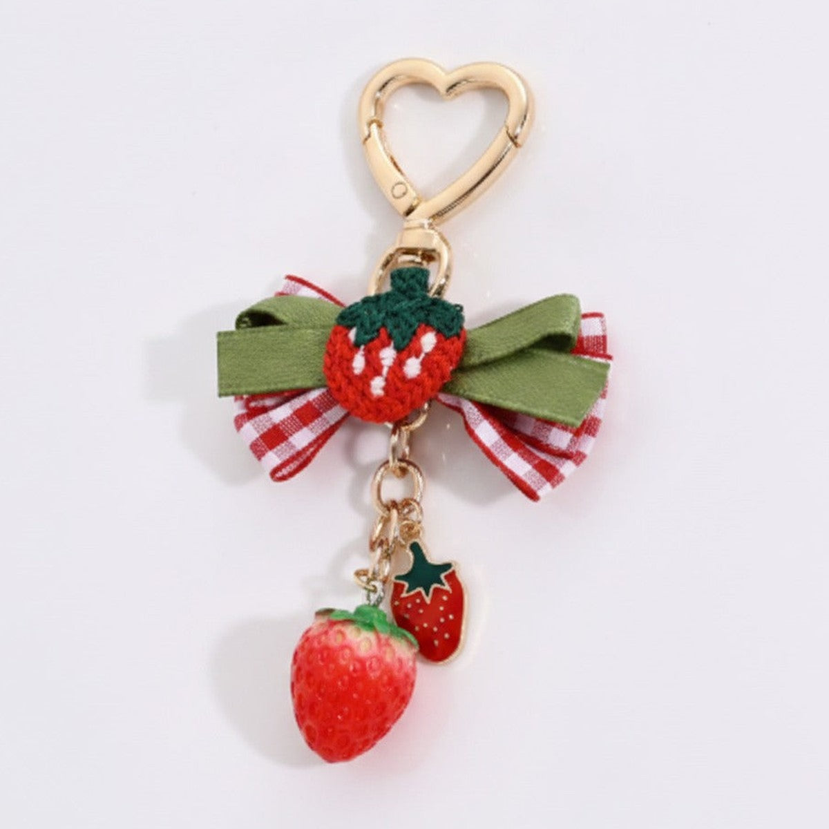 Strawberry Heart Charm Keychain - Type 2