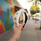 White Padded Headband With Planet Charms