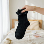 White Lace Ruffle Crew Socks