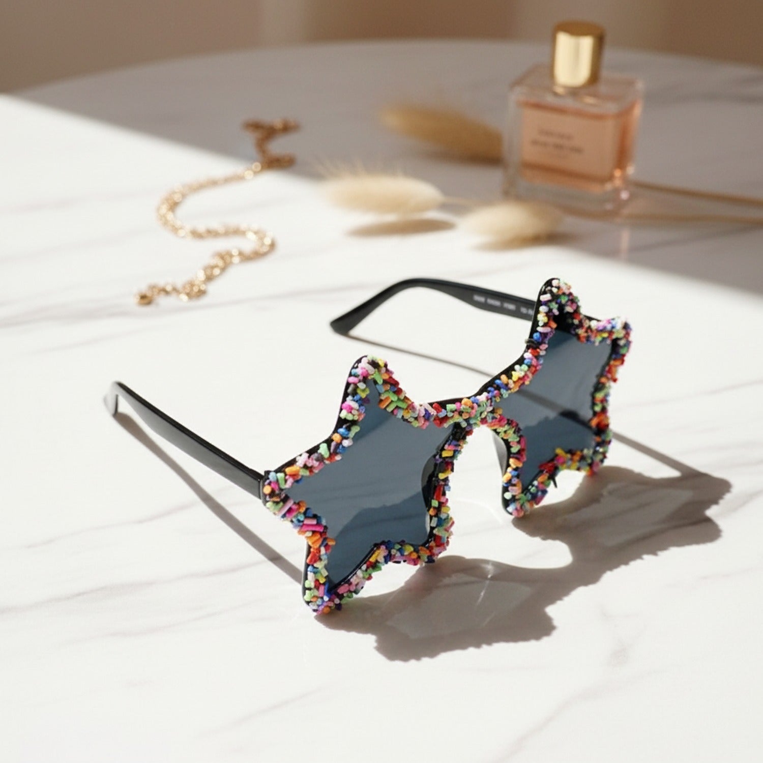 Star Shaped Beaded Pink Sunglasses