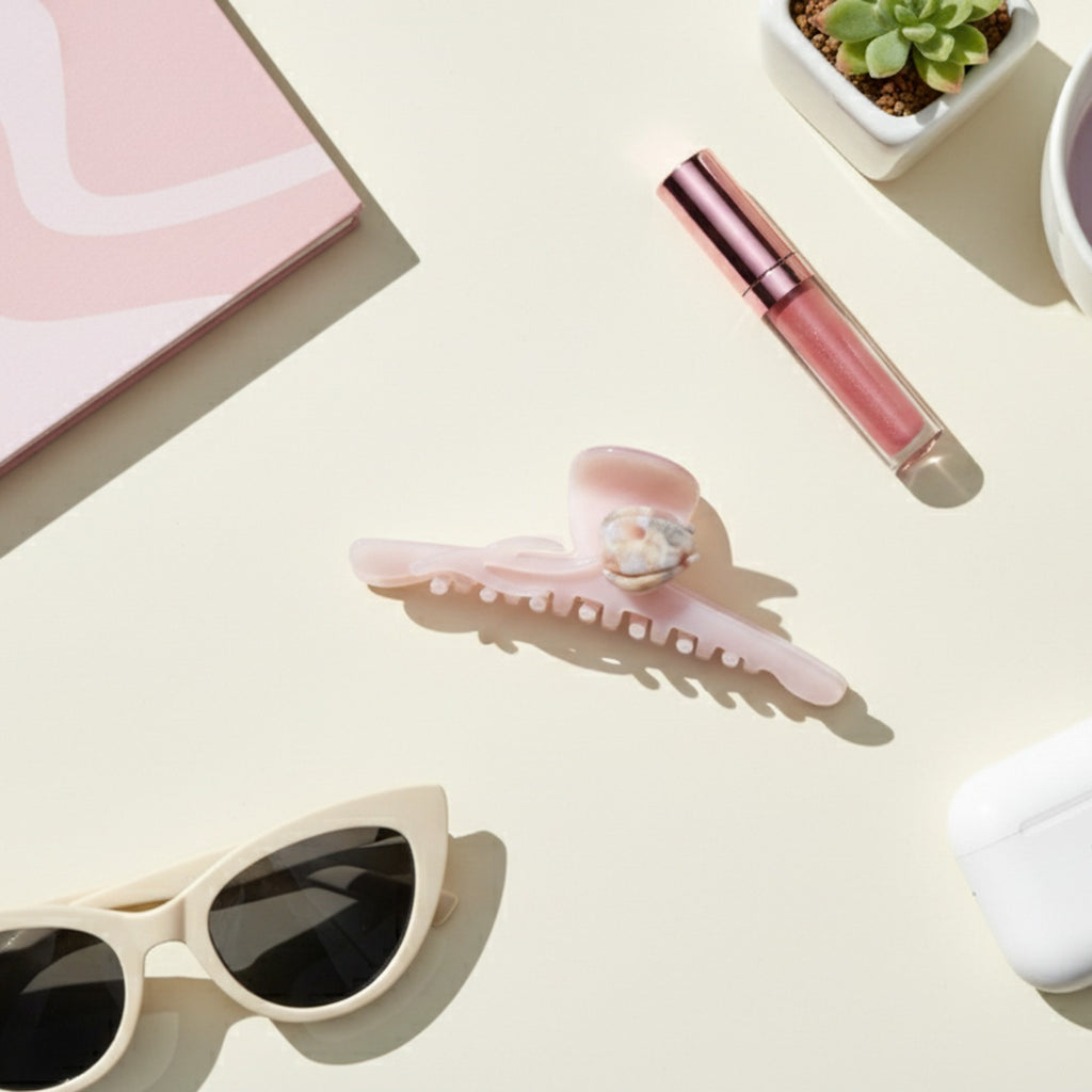 Pearl Shell Translucent Pink Hair Claw