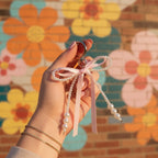 Pearl Beaded Bow Keyring Charm