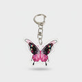 Butterfly Acrylic Keyring Charm Pink Black