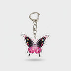Butterfly Acrylic Keyring Charm Pink Black