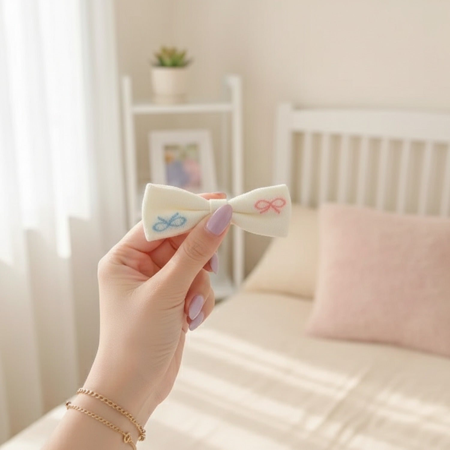 Cream Socks With Hearts Bows and Stripes 5-Pack