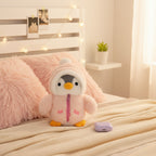 Adorable Pink Penguin Plush Toy With Zipper Jacket