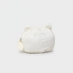 White Quilted Floral Cat Ear Cosmetic Bag With Charm