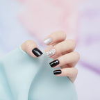 Pearl & Rhinestone Press-On Nails Set - Black & Pearl