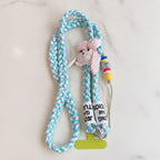 Pastel Rope Bunny Phone Charm - Pink Polka Dot Bunny