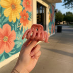 Coral Pink Glossy Hair Claw Clip