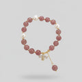 Mauve Pearl Beaded Bracelet With Butterfly Charm