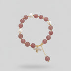 Mauve Pearl Beaded Bracelet With Butterfly Charm