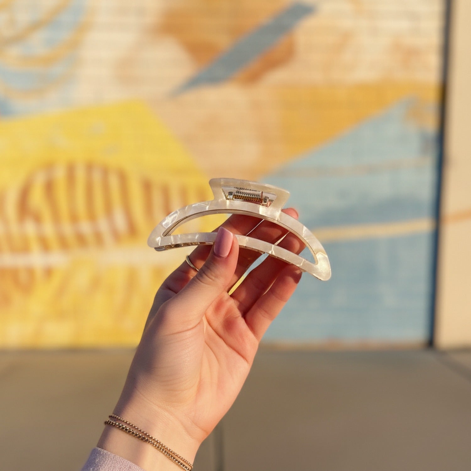Pearl Shell Curved Hair Claw Clip