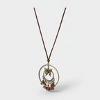 Butterfly Oval Pendant Necklace - Antique Bronze