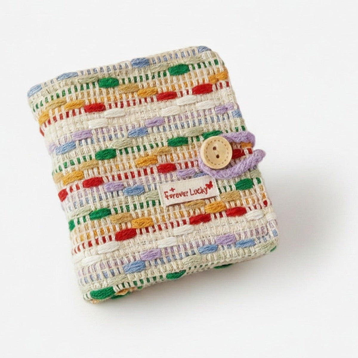 Tweed Button-Charm Square Notebook - Gentle Fabric Multi-Color (includes 20 inner pages) – stationery (view 1)