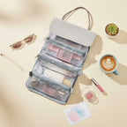 Hanging Cosmetic Organizer Bag Gray Compartments