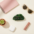 Green Monstera Leaf Hair Claw Clip Gold