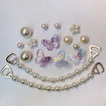 Purple White Butterfly Pearl Shoe Charms DIY Clog Set