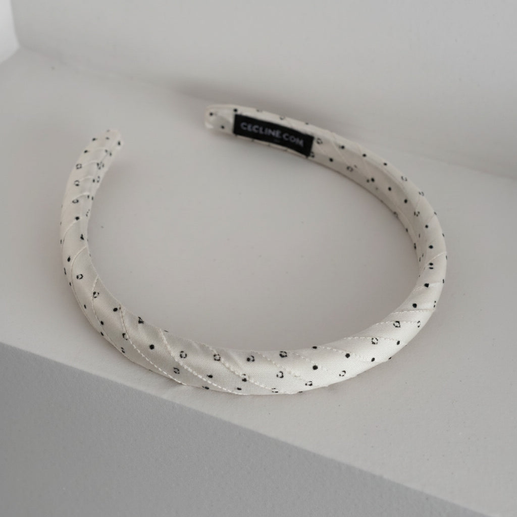 White Polka Dot Padded Headband