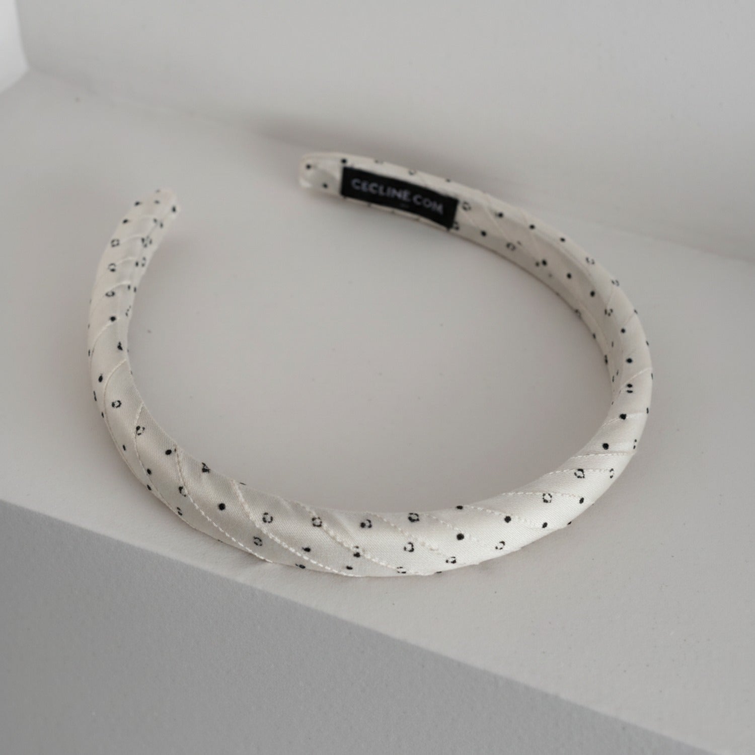 White Polka Dot Padded Headband