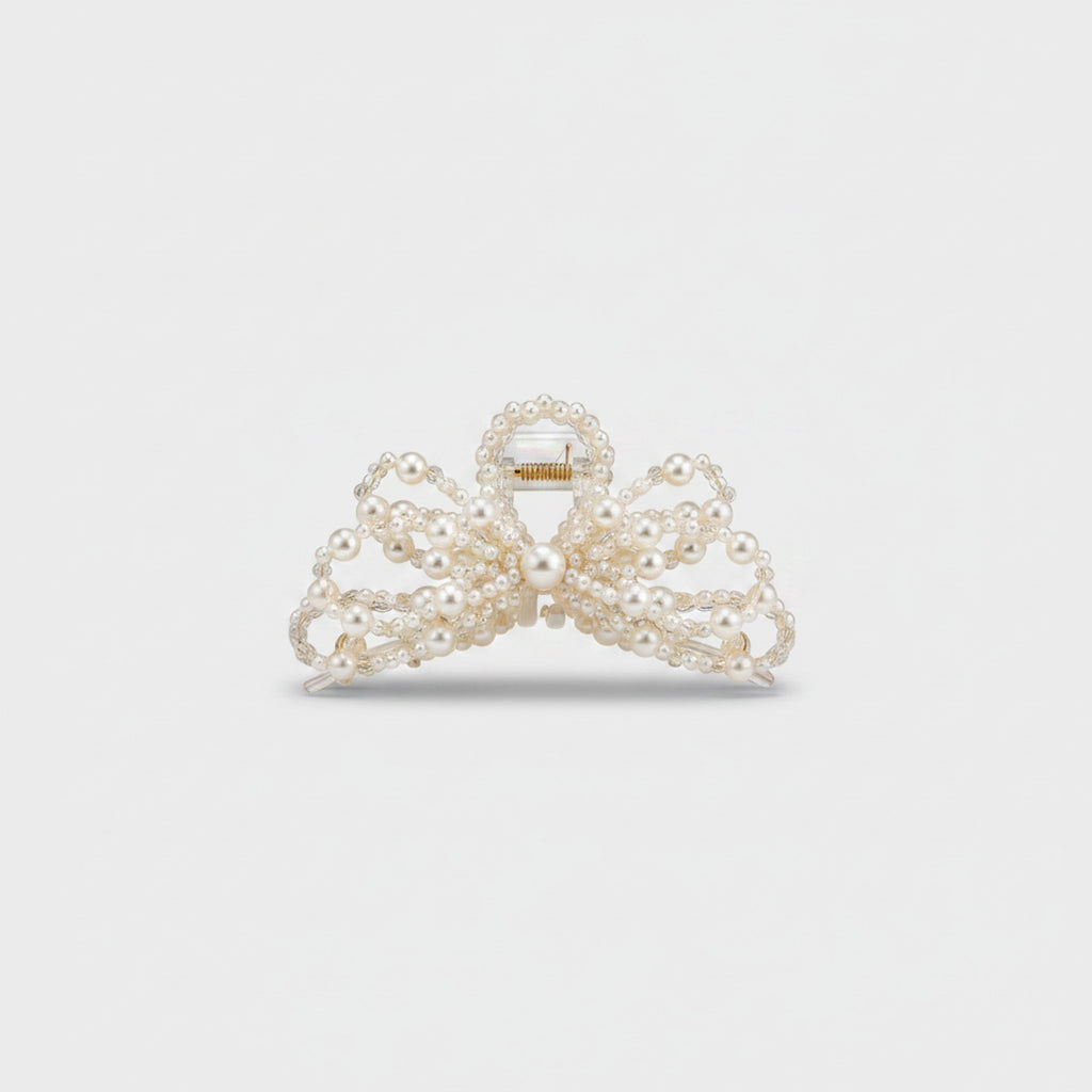 Pearl Beaded Butterfly Hair Claw Clip