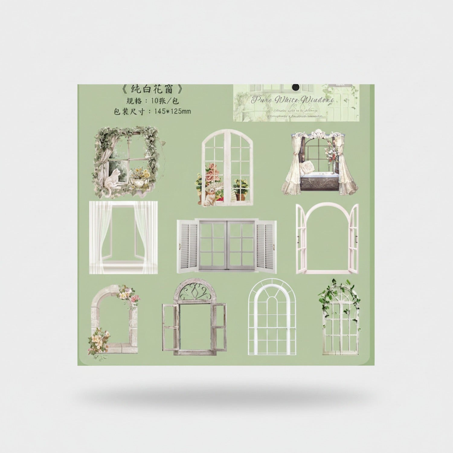 Pure White Window Floral Stationery Stickers Pack