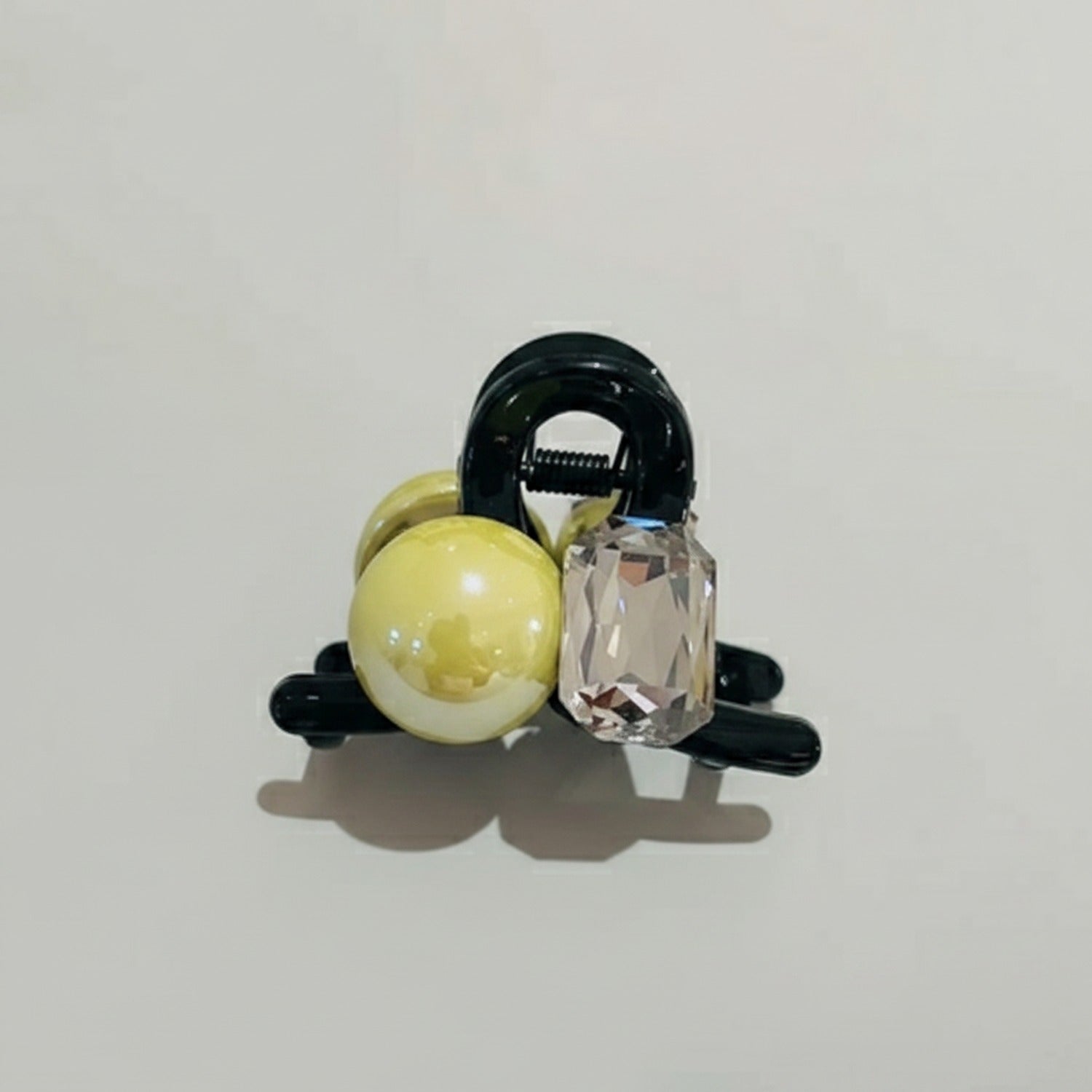 Hair Claw Clip Pearl Crystal Black