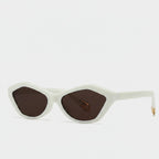 Cream Cat Eye Sunglasses With Gold Accents