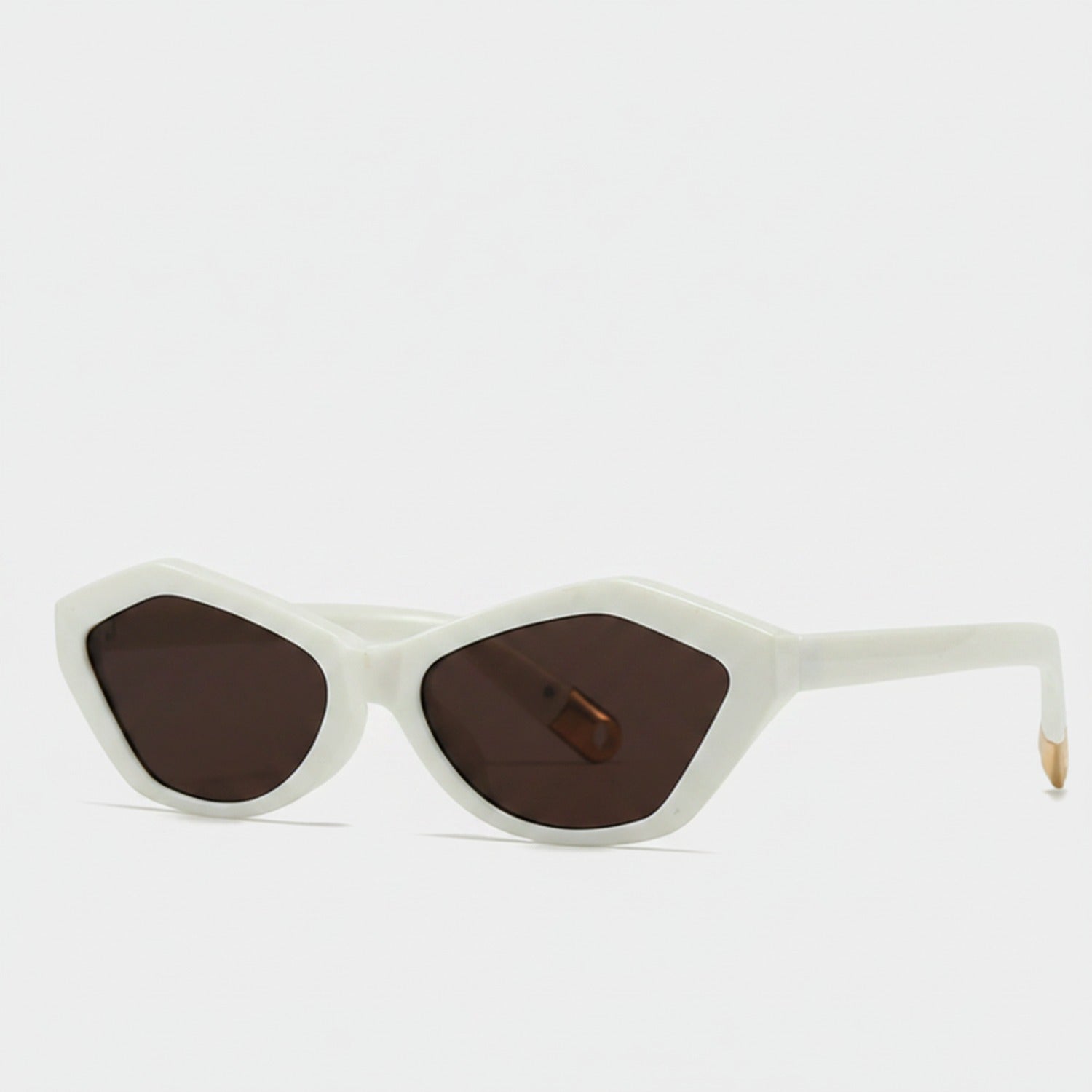 Cream Cat Eye Sunglasses With Gold Accents