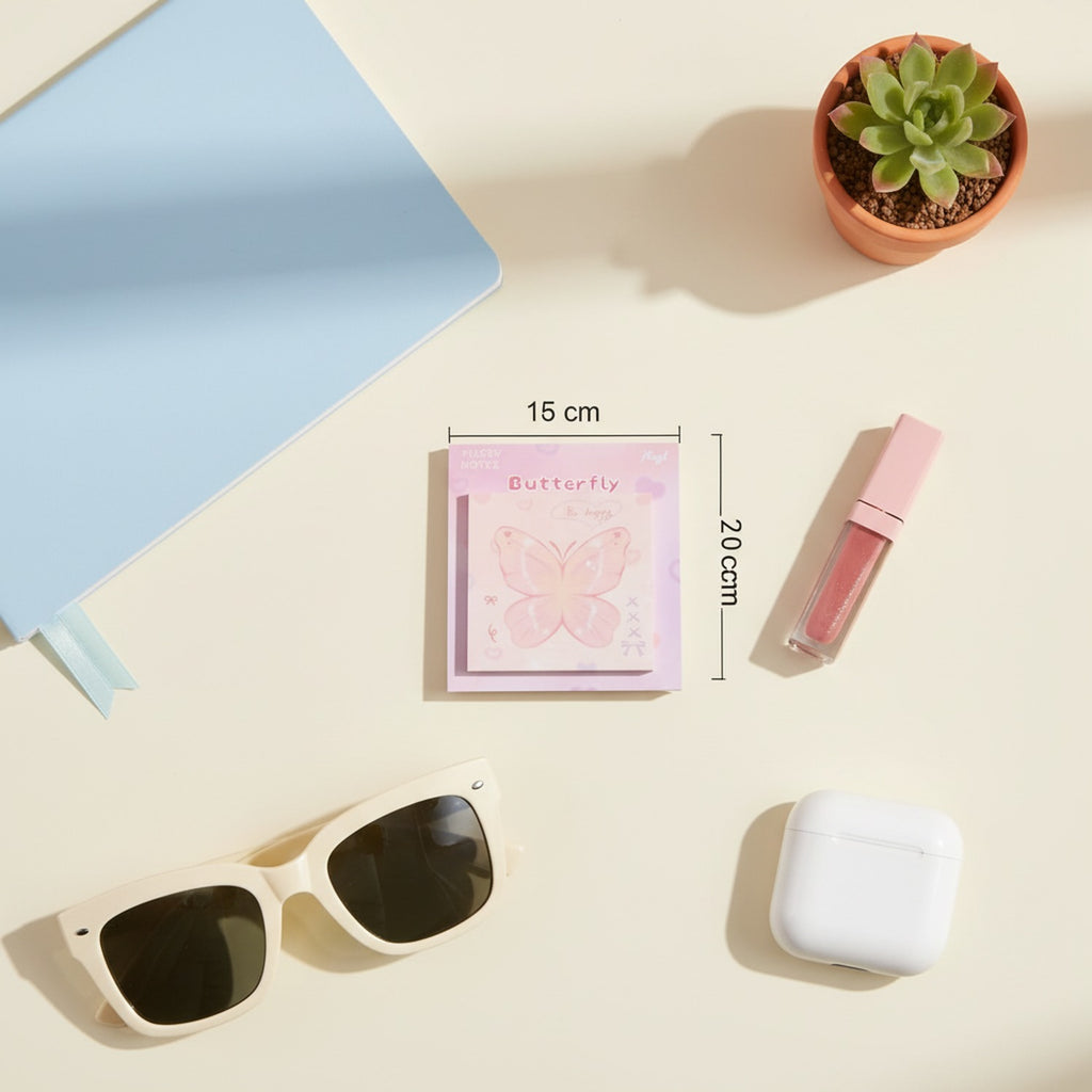 Butterfly Pink Sticky Notes Pad