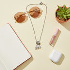 Silver Heart Charm Bow Pendant Necklace