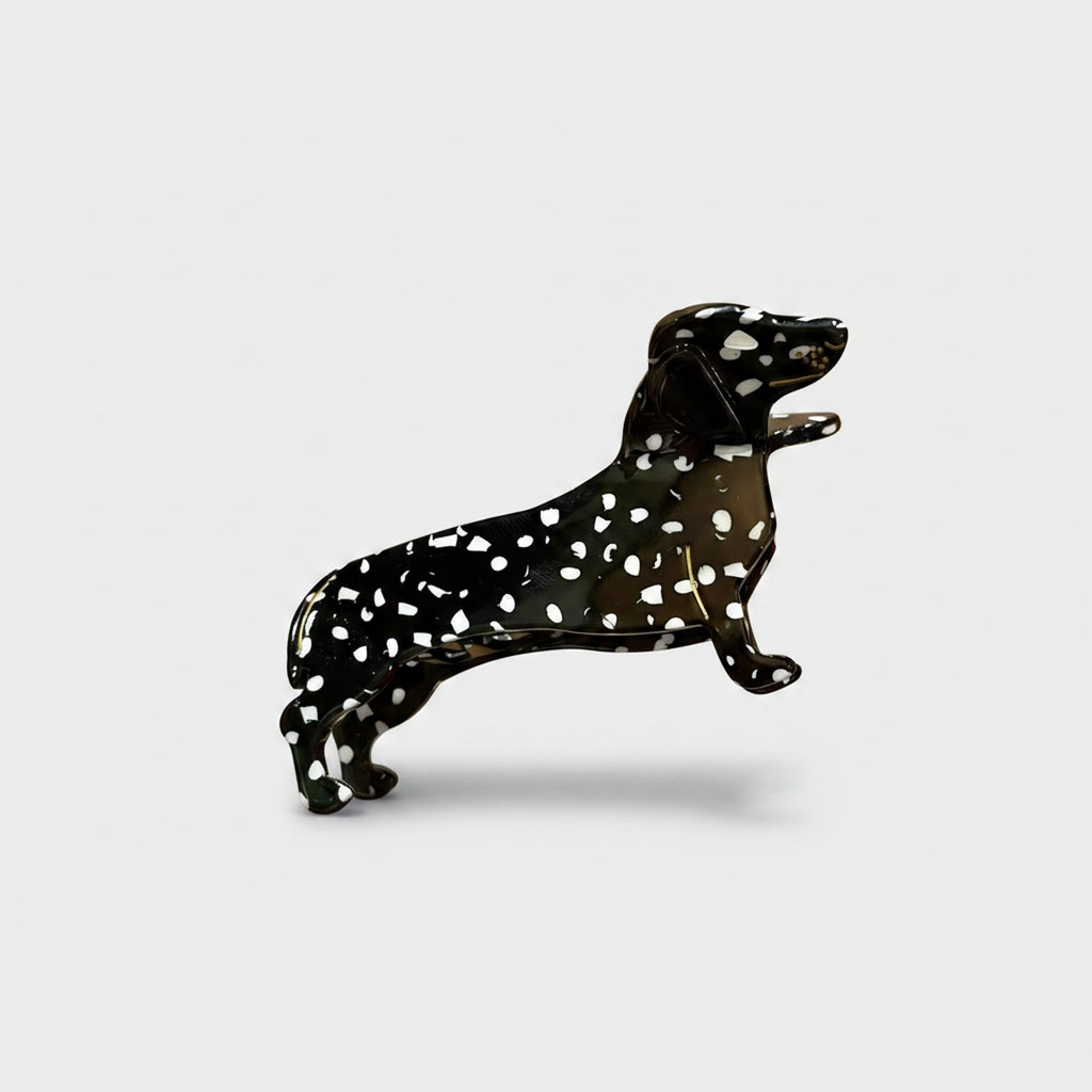 Black Spotted Dachshund Hair Claw Clip