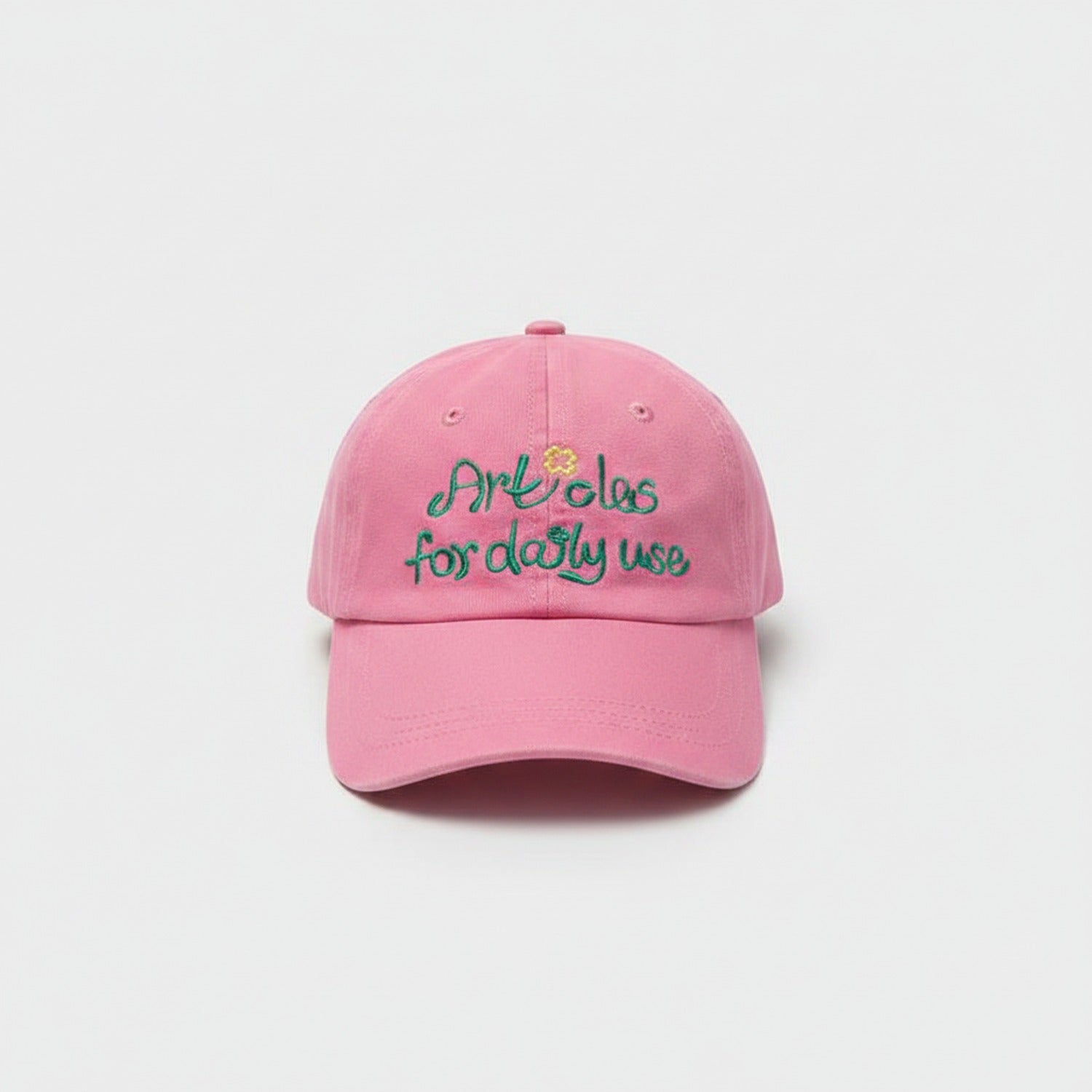 Pink Embroidered Flower Dad Hat Cap