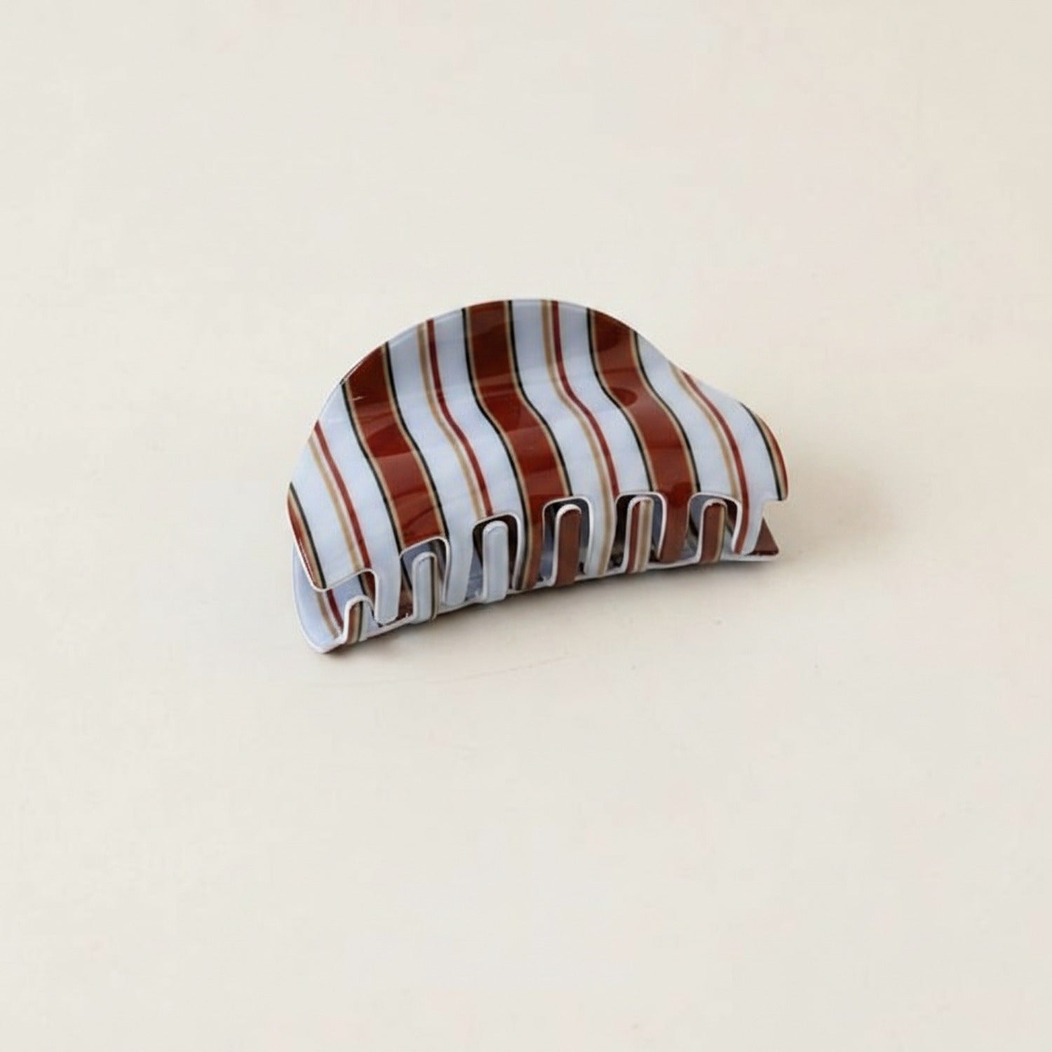 Pink Striped Metal Claw Hair Clip