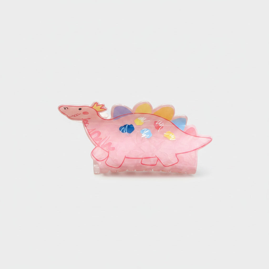 Pink Dinosaur Hair Claw With Colorful Spikes