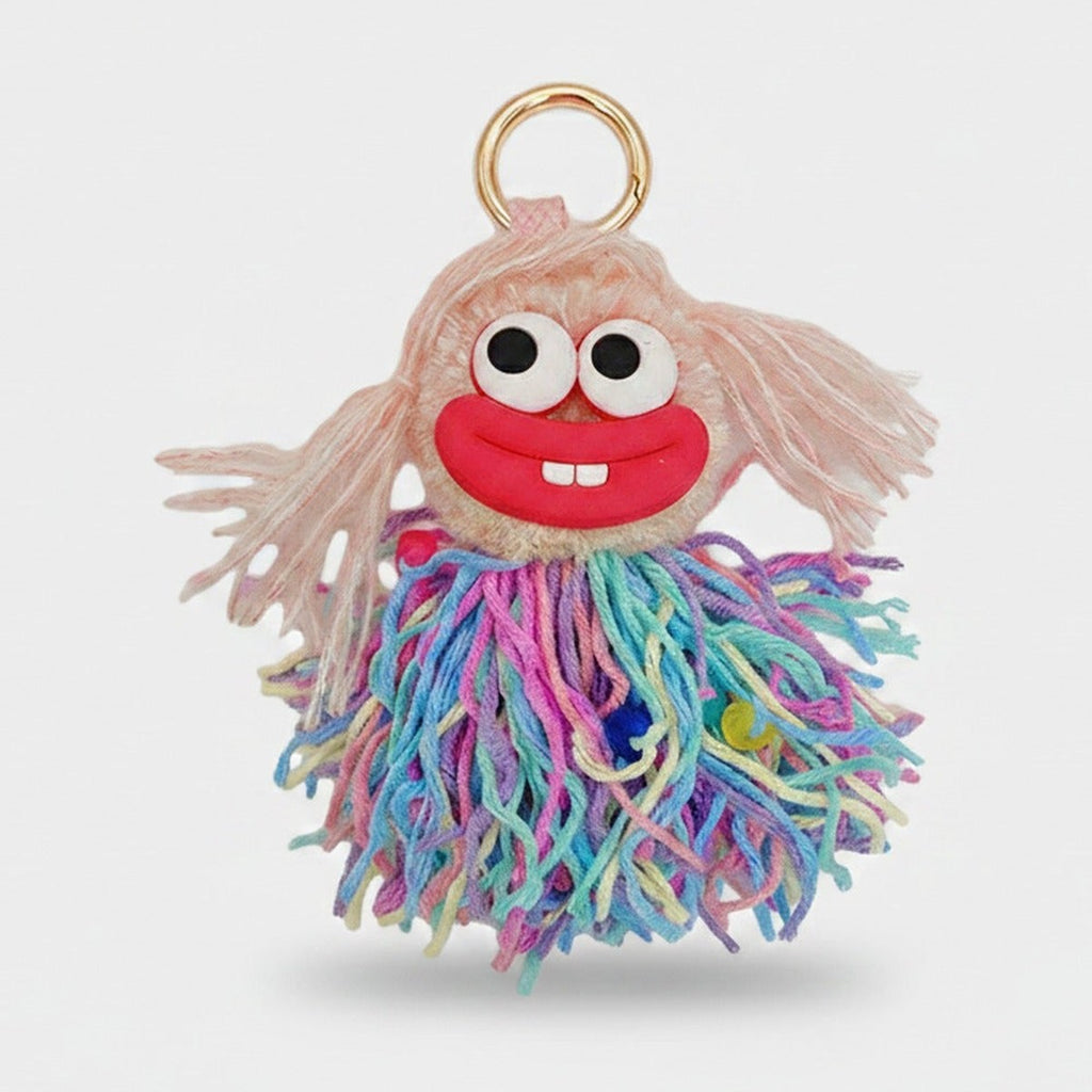 Fuzzy Monster Acrylic Keyring With Charms - Pink – novelty & toys (view 1)