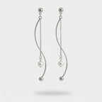Silver Pearl Chain Drop Earrings – jewelry (view 1)