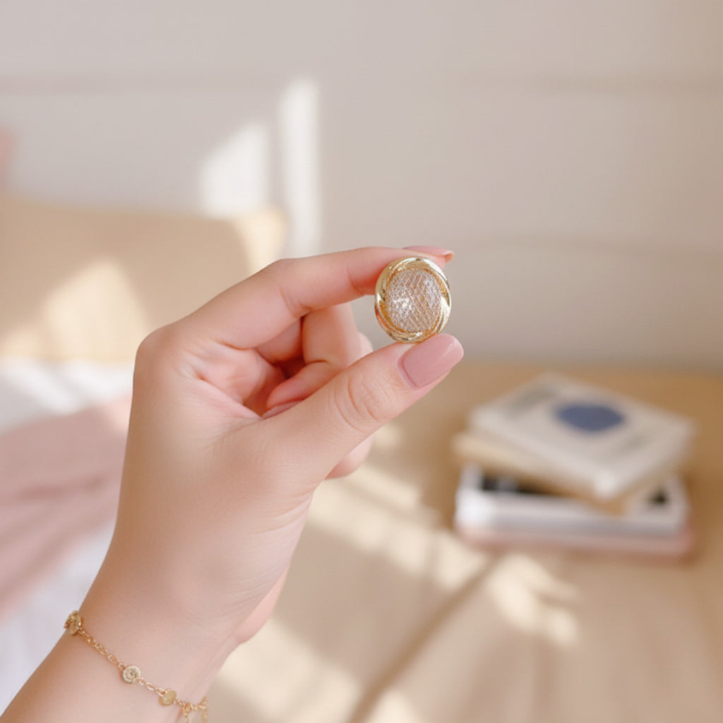 Gold Textured Oval Chunky Stud Earrings