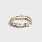 Pearl Beaded Bracelet With Gold Accents