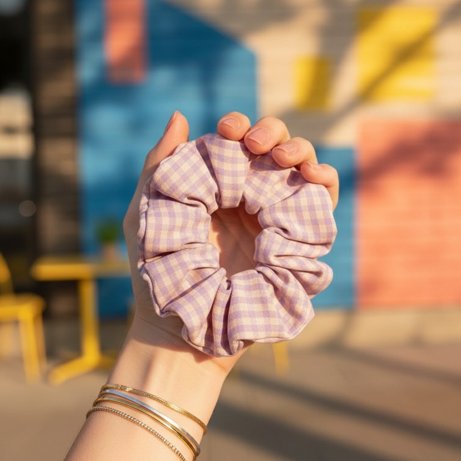 Gingham Check Ruched Hair Claw Clip