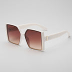 Cream Square Gradient Sunglasses With Gold Accent