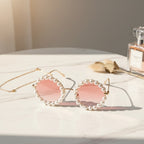 Pearl Beaded Round Gradient Sunglasses