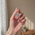 Butterfly Rhinestone Chain Drop Earrings Silver