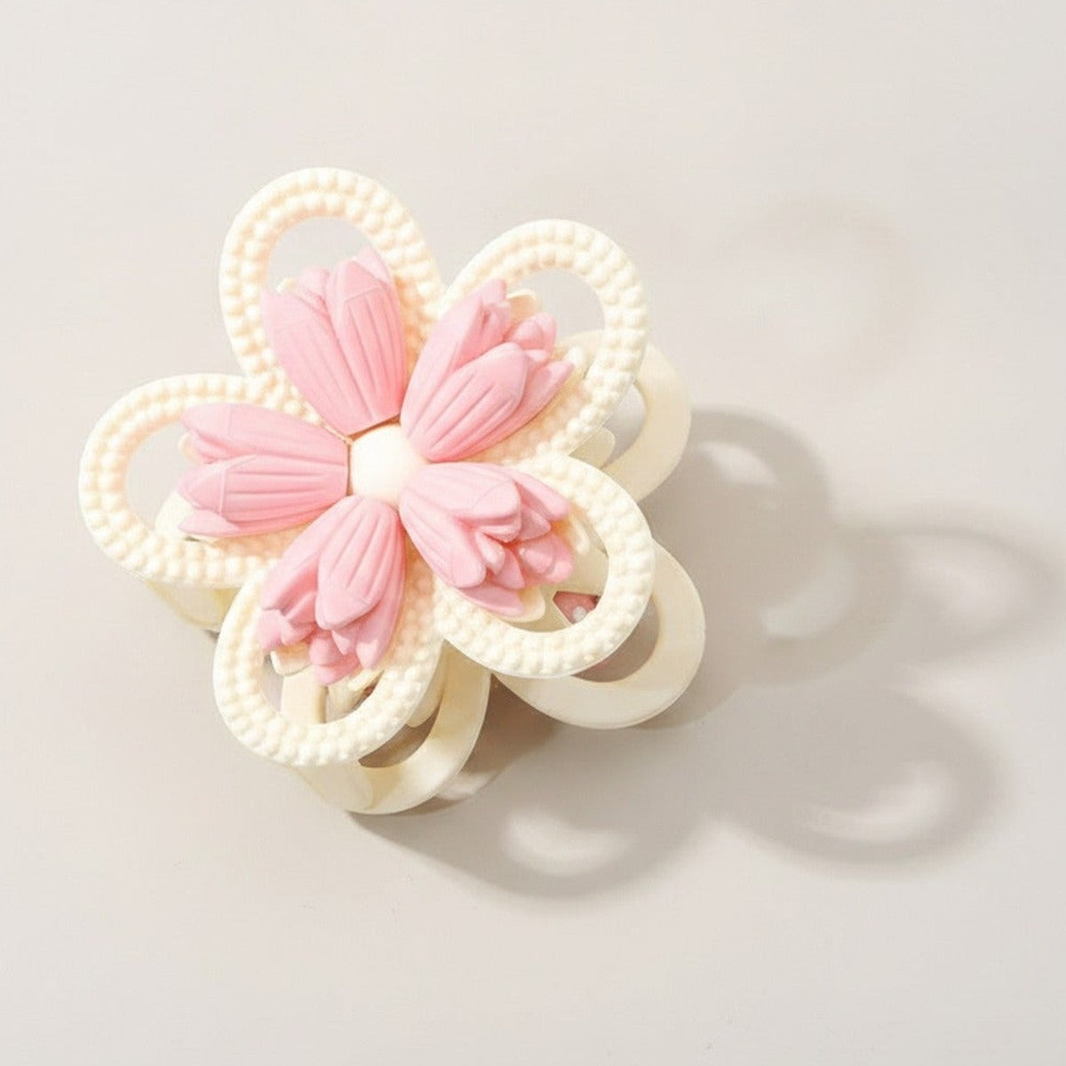 Pearl Beaded Flower Hair Claw - Pink #1 – hair accessories (view 1)