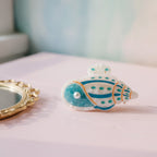 Shell Textured Hair Claw - Blue White Shell