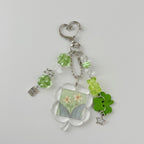 Flower Acrylic Keyring With Clover Charm Beads