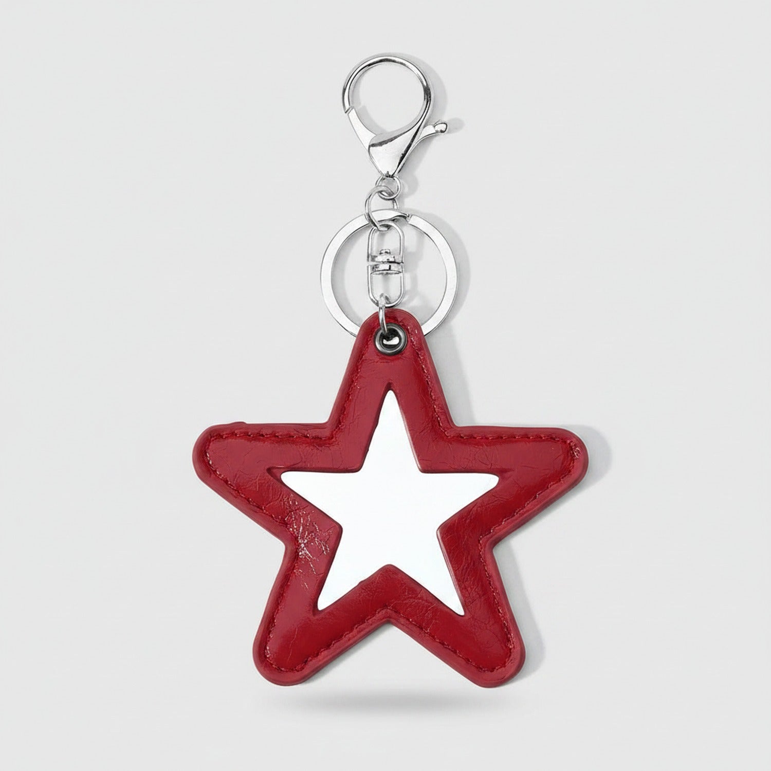 Black Star Cutout Leather Keychain Charm