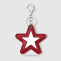 Star Cutout Leather Keychain Charm - Red Star Keychain
