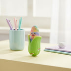 Rainbow corn plush toy with green husk - angle