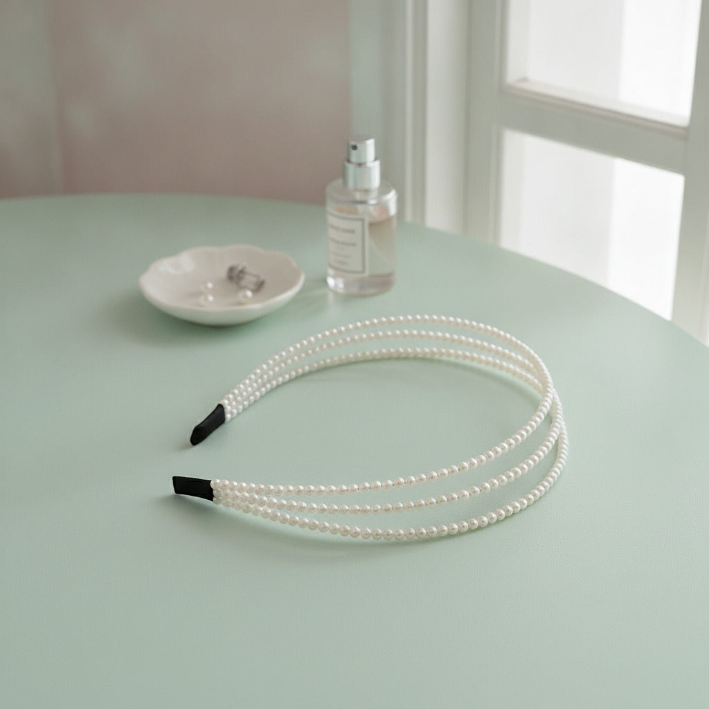 Triple Row Pearl Headband